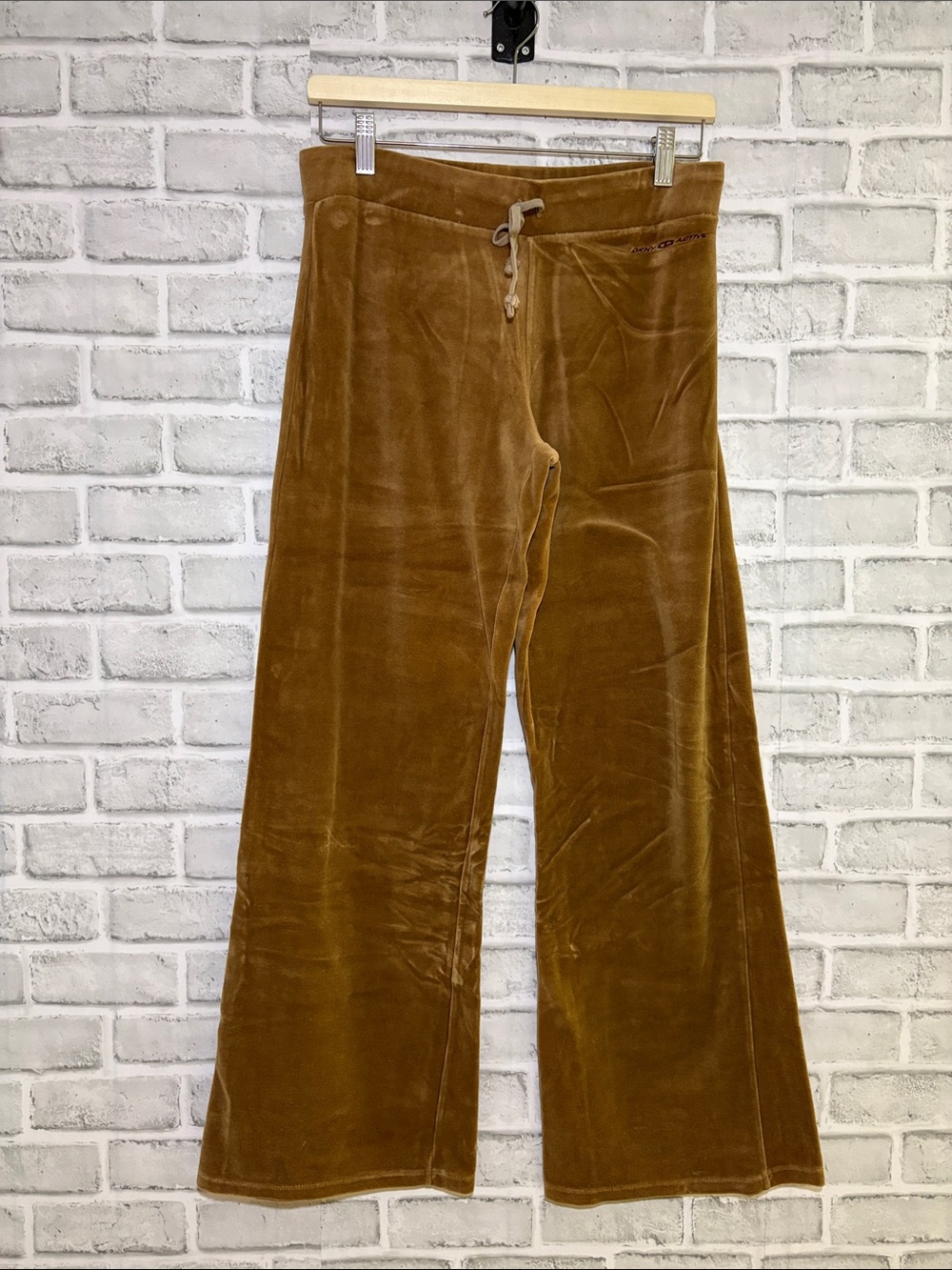 DKNY Active Brown Velour Wide-Leg Joggers, small